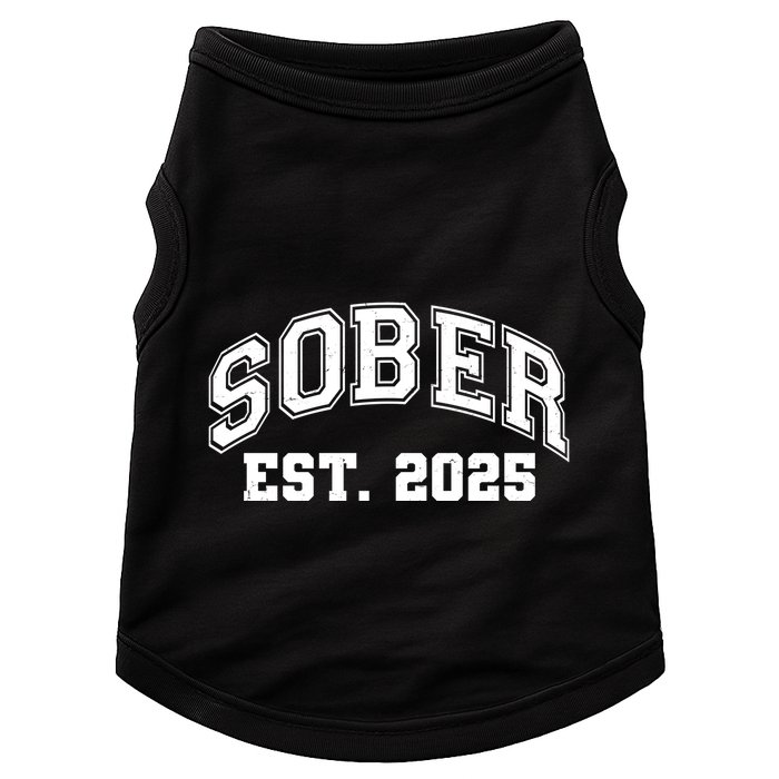 Funny Sober Varsity Est. 2025 Sobriety Celebrate Recovery Doggie Tank