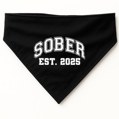 Funny Sober Varsity Est. 2025 Sobriety Celebrate Recovery USA-Made Doggie Bandana