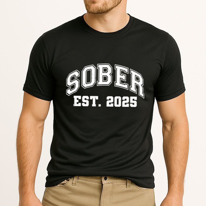 Funny Sober Varsity Est. 2025 Sobriety Celebrate Recovery Performance Shirt