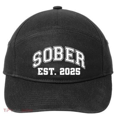 Funny Sober Varsity Est. 2025 Sobriety Celebrate Recovery 7-Panel Snapback Hat
