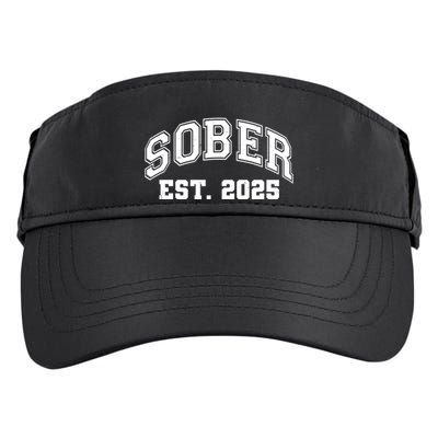 Funny Sober Varsity Est. 2025 Sobriety Celebrate Recovery Adult Drive Performance Visor