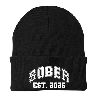 Funny Sober Varsity Est. 2025 Sobriety Celebrate Recovery Beanie