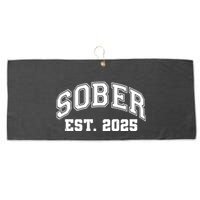 Funny Sober Varsity Est. 2025 Sobriety Celebrate Recovery Large Microfiber Waffle Golf Towel