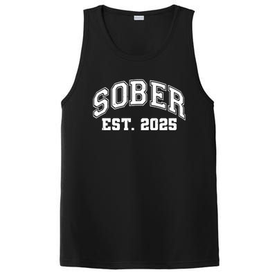 Funny Sober Varsity Est. 2025 Sobriety Celebrate Recovery PosiCharge Competitor Tank