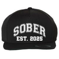 Funny Sober Varsity Est. 2025 Sobriety Celebrate Recovery Wool Snapback Cap