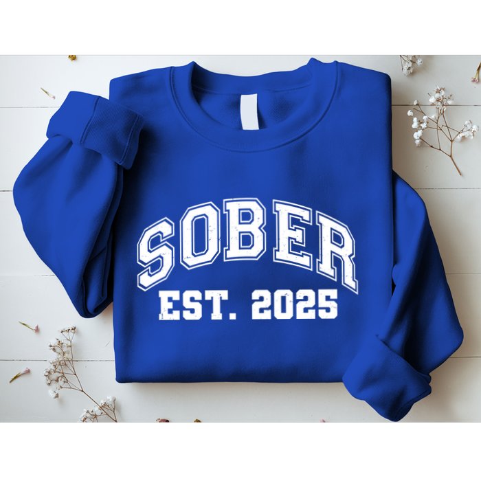 Funny Sober Varsity Est. 2025 Sobriety Celebrate Recovery Sweatshirt