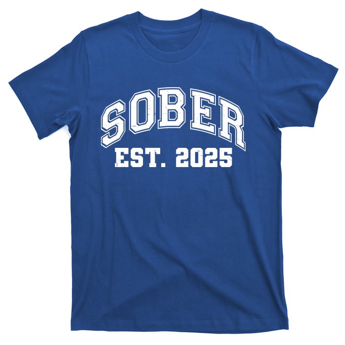 Funny Sober Varsity Est. 2025 Sobriety Celebrate Recovery T-Shirt