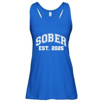 Funny Sober Varsity Est. 2025 Sobriety Celebrate Recovery Ladies Essential Flowy Tank