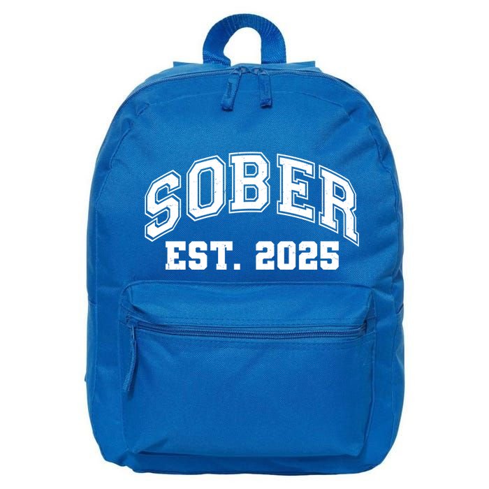 Funny Sober Varsity Est. 2025 Sobriety Celebrate Recovery 16 in Basic Backpack