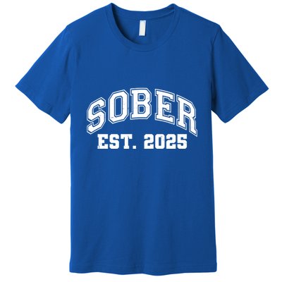 Funny Sober Varsity Est. 2025 Sobriety Celebrate Recovery Premium T-Shirt