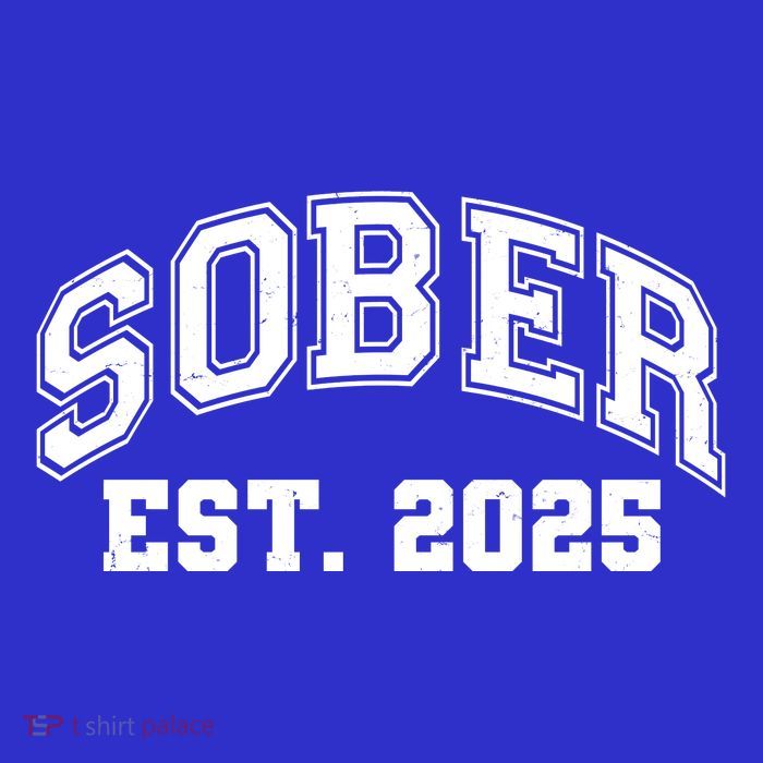 Funny Sober Varsity Est. 2025 Sobriety Celebrate Recovery Premium T-Shirt