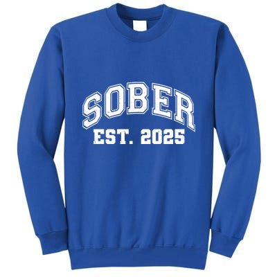 Funny Sober Varsity Est. 2025 Sobriety Celebrate Recovery Tall Sweatshirt