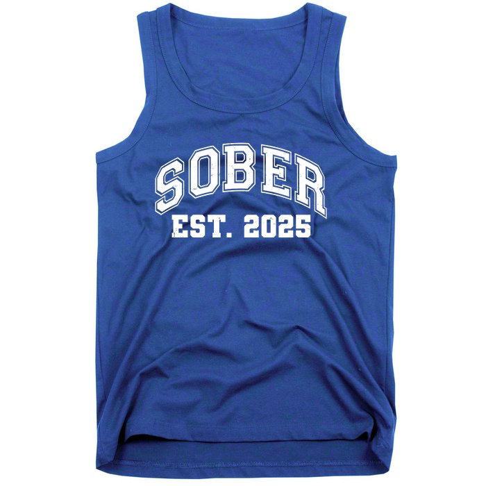 Funny Sober Varsity Est. 2025 Sobriety Celebrate Recovery Tank Top