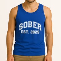 Funny Sober Varsity Est. 2025 Sobriety Celebrate Recovery Tank Top