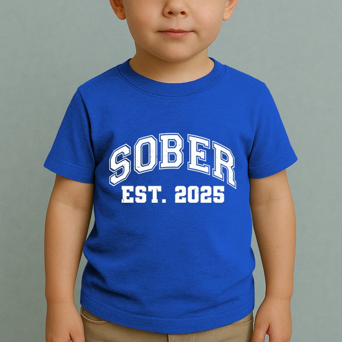 Funny Sober Varsity Est. 2025 Sobriety Celebrate Recovery Toddler T-Shirt