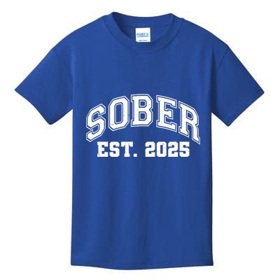Funny Sober Varsity Est. 2025 Sobriety Celebrate Recovery Kids T-Shirt