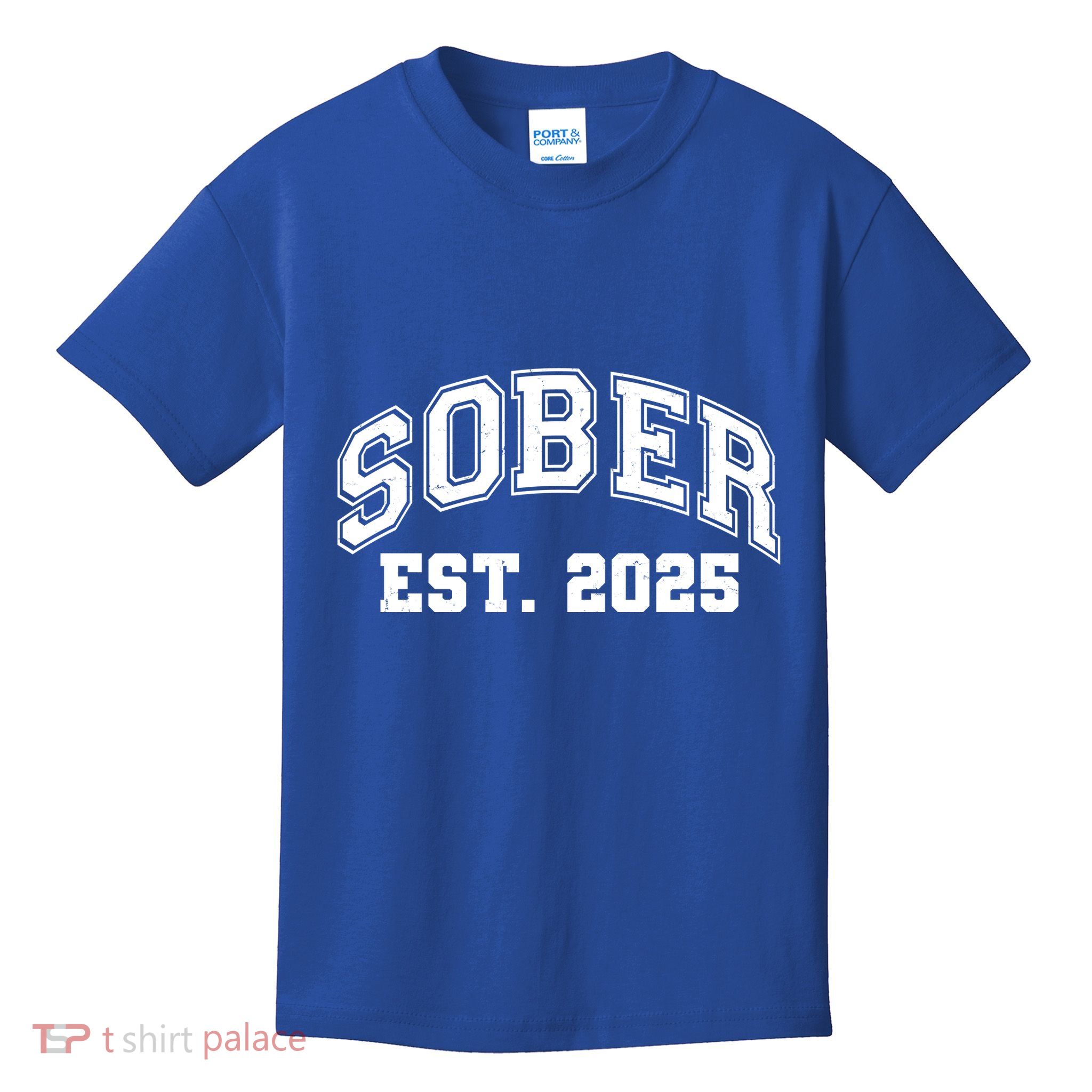 Funny Sober Varsity Est. 2025 Sobriety Celebrate Recovery Kids T-Shirt