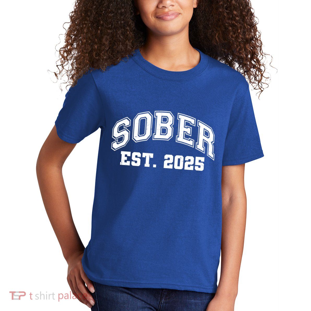 Funny Sober Varsity Est. 2025 Sobriety Celebrate Recovery Kids T-Shirt