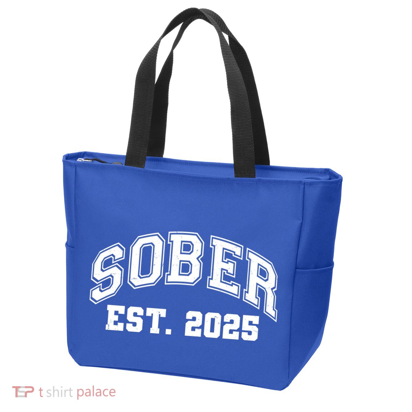 Funny Sober Varsity Est. 2025 Sobriety Celebrate Recovery Zip Tote Bag