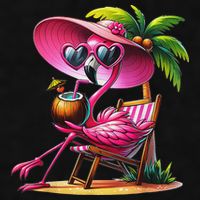 Flamingo Summer Vibes Beach Palm Tree Summer Vacation Ladies PosiCharge Tri-Blend Wicking Tank