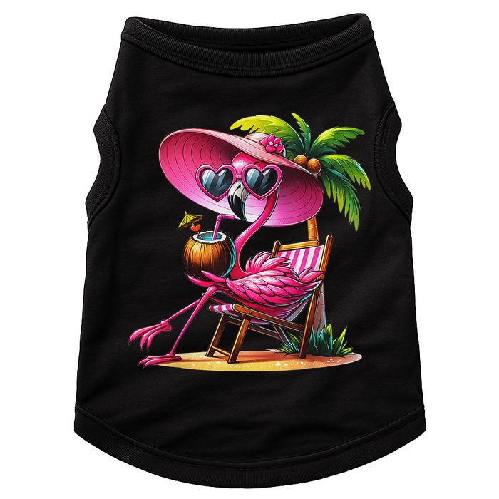 Flamingo Summer Vibes Beach Palm Tree Summer Vacation Doggie Tank