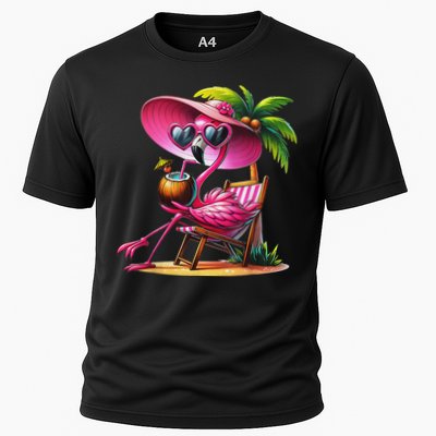 Flamingo Summer Vibes Beach Palm Tree Summer Vacation Performance Shirt