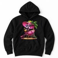 Flamingo Summer Vibes Beach Palm Tree Summer Vacation Hoodie