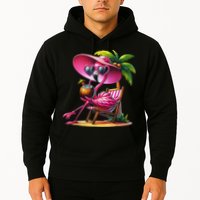 Flamingo Summer Vibes Beach Palm Tree Summer Vacation Hoodie