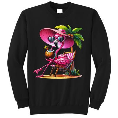 Flamingo Summer Vibes Beach Palm Tree Summer Vacation Sweatshirt