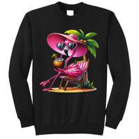 Flamingo Summer Vibes Beach Palm Tree Summer Vacation Sweatshirt