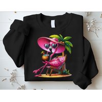 Flamingo Summer Vibes Beach Palm Tree Summer Vacation Sweatshirt