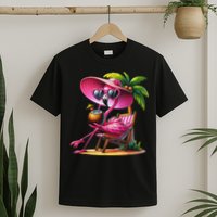 Flamingo Summer Vibes Beach Palm Tree Summer Vacation T-Shirt