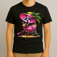 Flamingo Summer Vibes Beach Palm Tree Summer Vacation T-Shirt