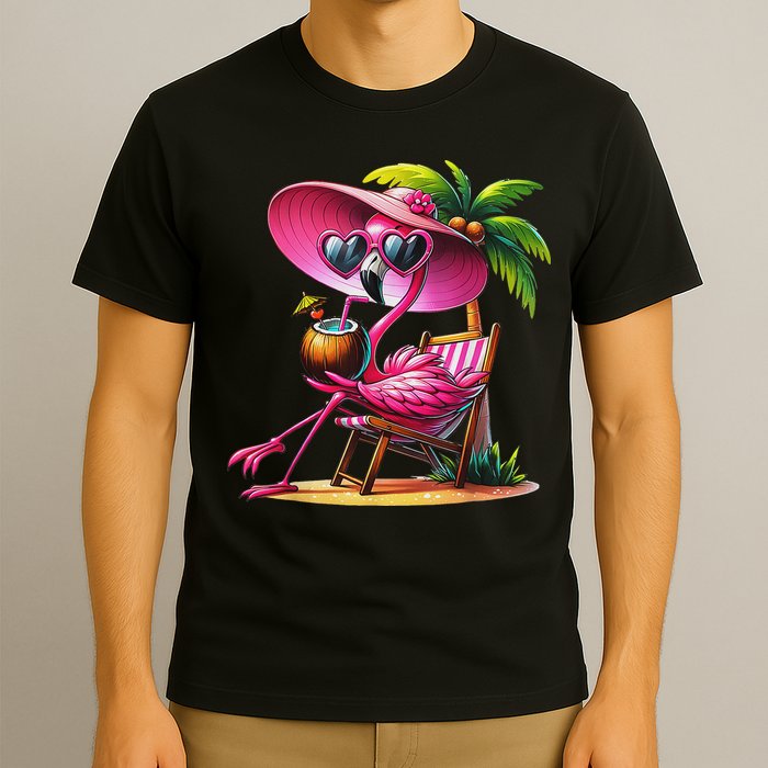 Flamingo Summer Vibes Beach Palm Tree Summer Vacation T-Shirt