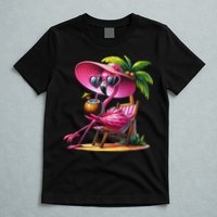 Flamingo Summer Vibes Beach Palm Tree Summer Vacation T-Shirt