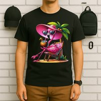 Flamingo Summer Vibes Beach Palm Tree Summer Vacation T-Shirt