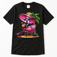 Flamingo Summer Vibes Beach Palm Tree Summer Vacation Tall T-Shirt