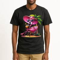 Flamingo Summer Vibes Beach Palm Tree Summer Vacation Tall T-Shirt