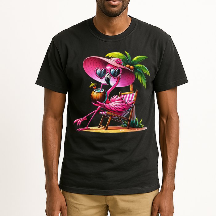 Flamingo Summer Vibes Beach Palm Tree Summer Vacation Tall T-Shirt