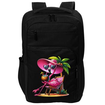 Flamingo Summer Vibes Beach Palm Tree Summer Vacation Impact Tech Backpack