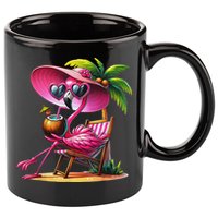 Flamingo Summer Vibes Beach Palm Tree Summer Vacation 11oz C Handle Ceramic Mug