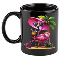 Flamingo Summer Vibes Beach Palm Tree Summer Vacation 11oz C Handle Ceramic Mug