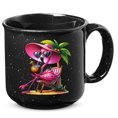 Flamingo Summer Vibes Beach Palm Tree Summer Vacation 15oz Campfire Ceramic Mug