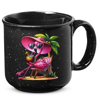 Flamingo Summer Vibes Beach Palm Tree Summer Vacation 15oz Campfire Ceramic Mug