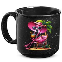 Flamingo Summer Vibes Beach Palm Tree Summer Vacation 15oz Campfire Ceramic Mug