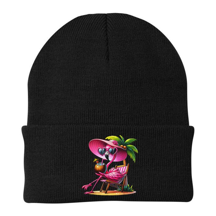 Flamingo Summer Vibes Beach Palm Tree Summer Vacation Beanie