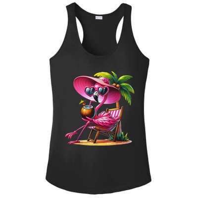 Flamingo Summer Vibes Beach Palm Tree Summer Vacation Ladies PosiCharge Competitor Racerback Tank