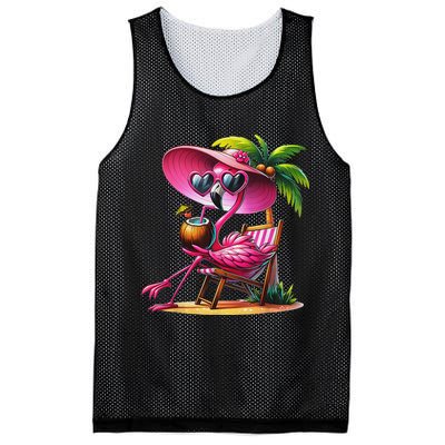 Flamingo Summer Vibes Beach Palm Tree Summer Vacation Mesh Reversible Basketball Jersey Tank