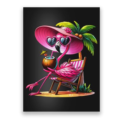 Flamingo Summer Vibes Beach Palm Tree Summer Vacation Poster