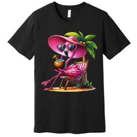 Flamingo Summer Vibes Beach Palm Tree Summer Vacation Premium T-Shirt